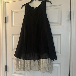 Ryu size medium black chiffon dress with cream ruffled layers underneath